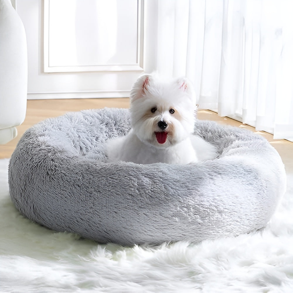 Pet Calming Donut Bed – Anti-Anxiety, Stress Relief & Cozy Bed for Dogs & Cats