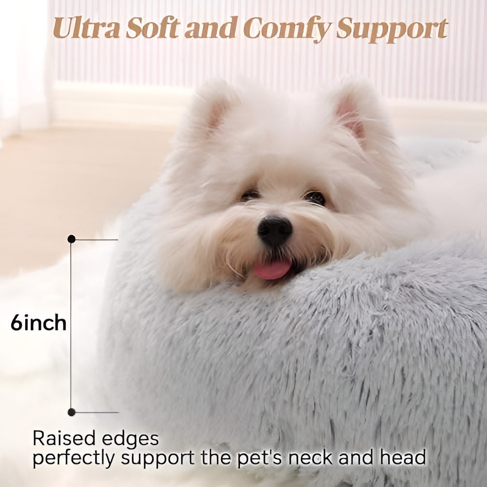 Pet Calming Donut Bed – Anti-Anxiety, Stress Relief & Cozy Bed for Dogs & Cats