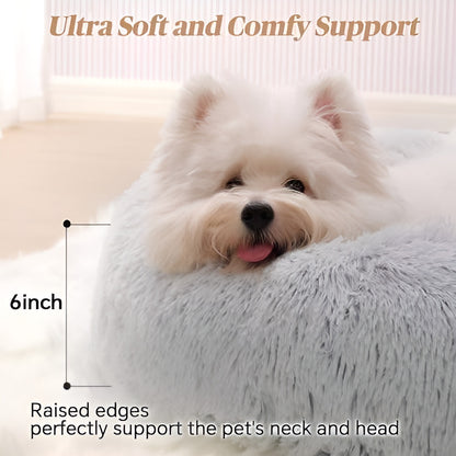 Pet Calming Donut Bed – Anti-Anxiety, Stress Relief & Cozy Bed for Dogs & Cats