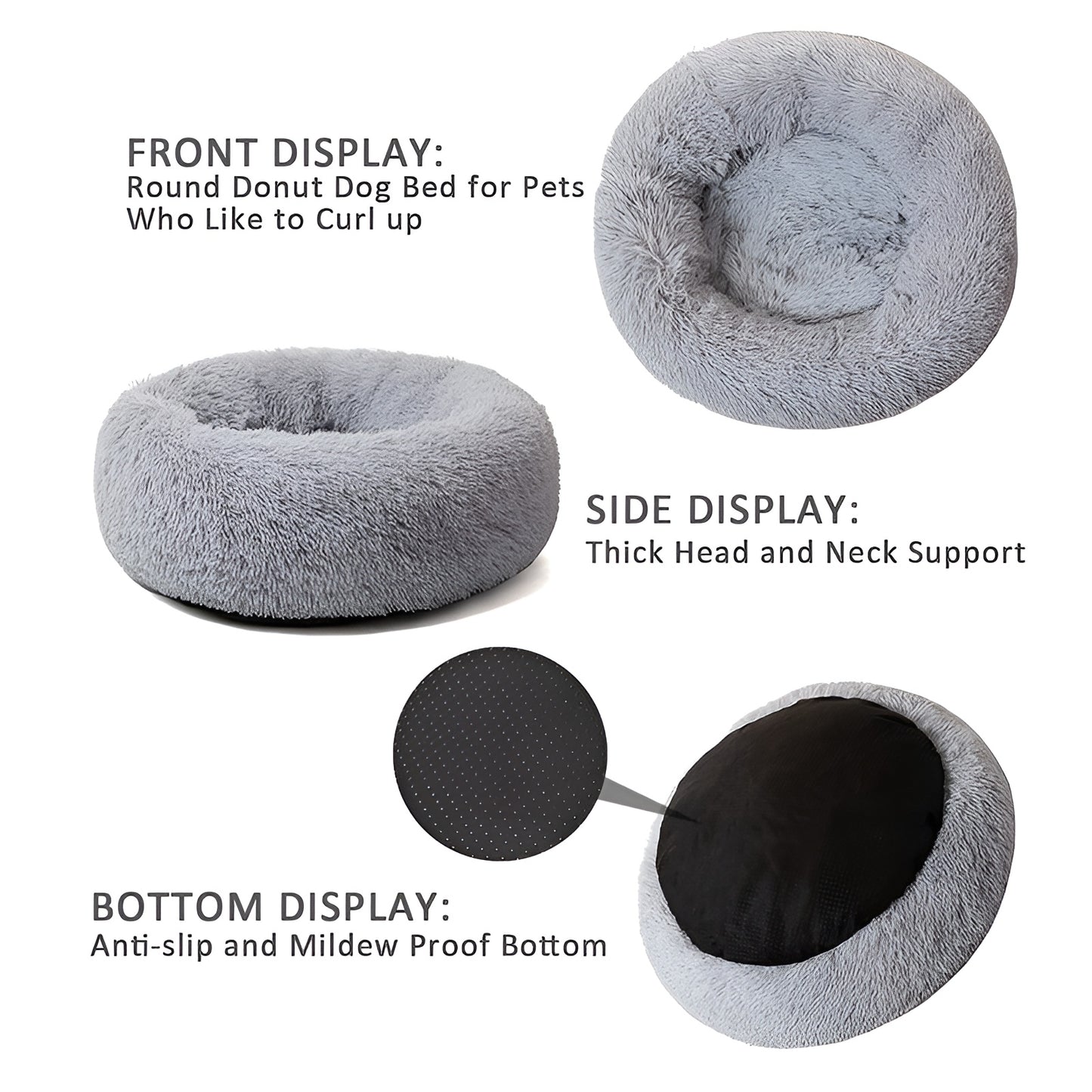 Pet Calming Donut Bed – Anti-Anxiety, Stress Relief & Cozy Bed for Dogs & Cats